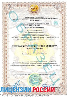 Образец сертификата соответствия аудитора №ST.RU.EXP.00014299-1 Тарасовский Сертификат ISO 14001
